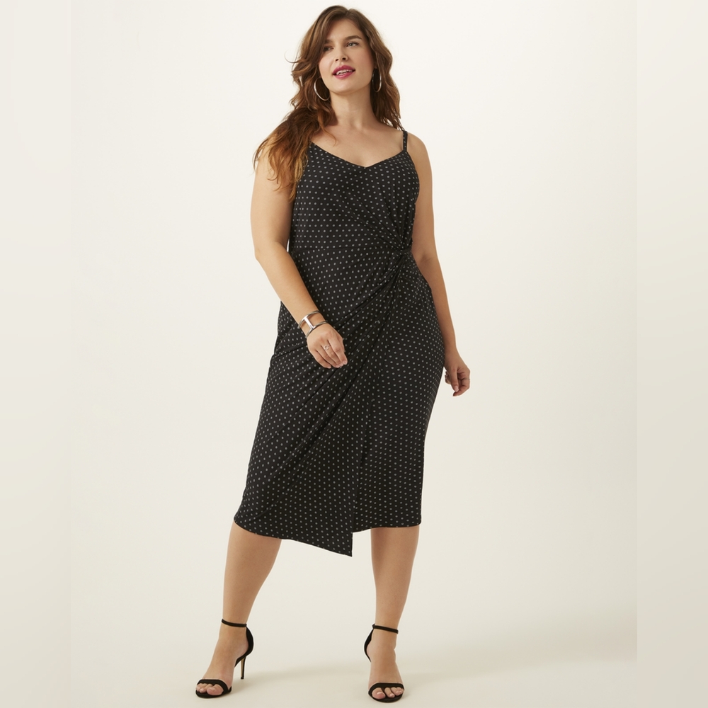 NEW NWOT Dia & Co Socialite Curve Black/White Dot Pullover Dress Sz 2X